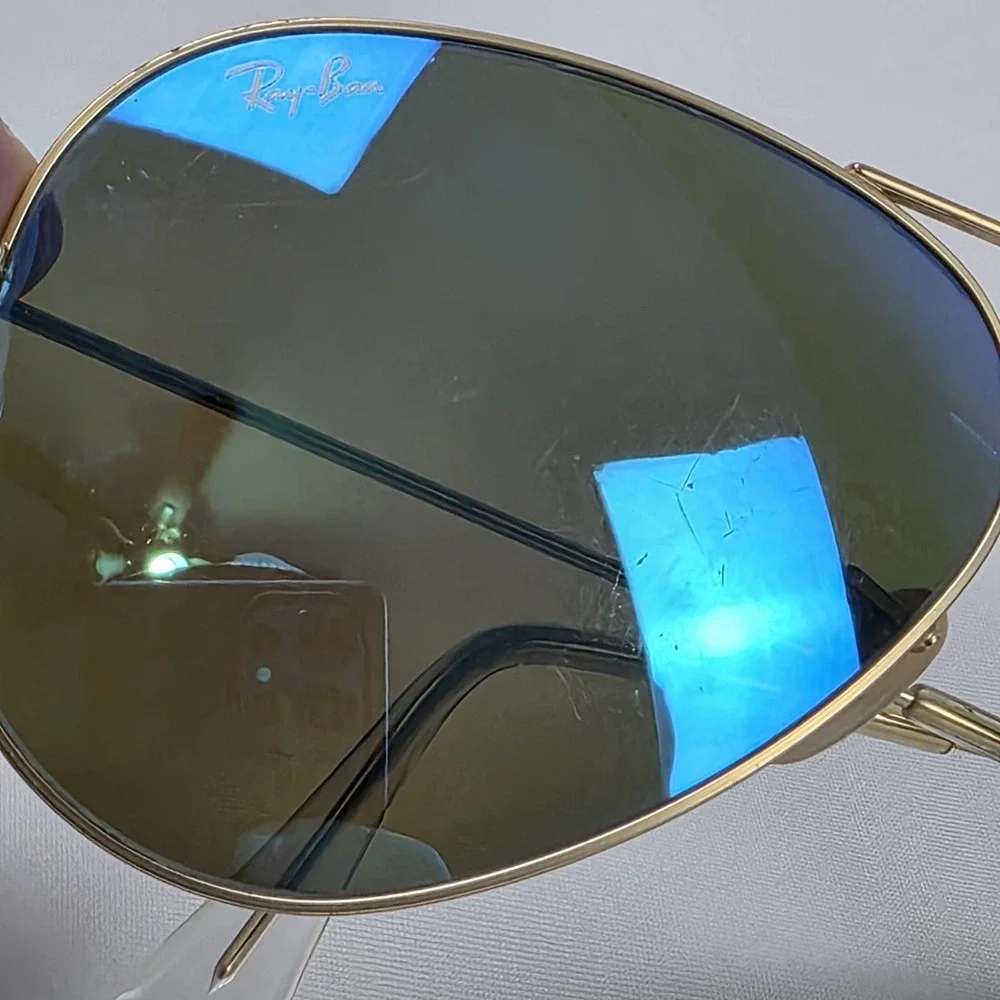 Ray-Ban RB3025 Sunglasses Mens 58-14 Gold Blue Mirrored Aviator Metal Italy